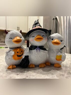 “New” Ghoulish Halloween Duck Trio -Devil/Witch/Bat